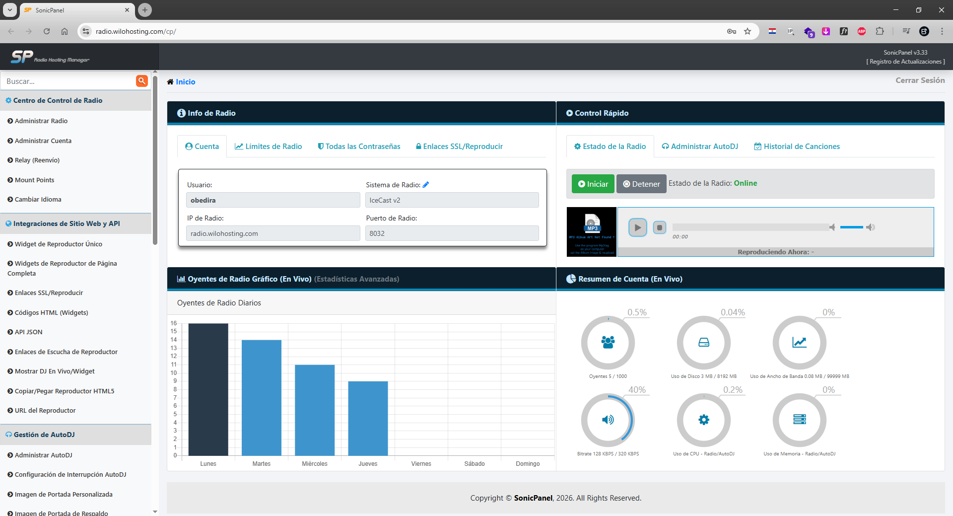 Panel cPanel y WHM Wilohosting
